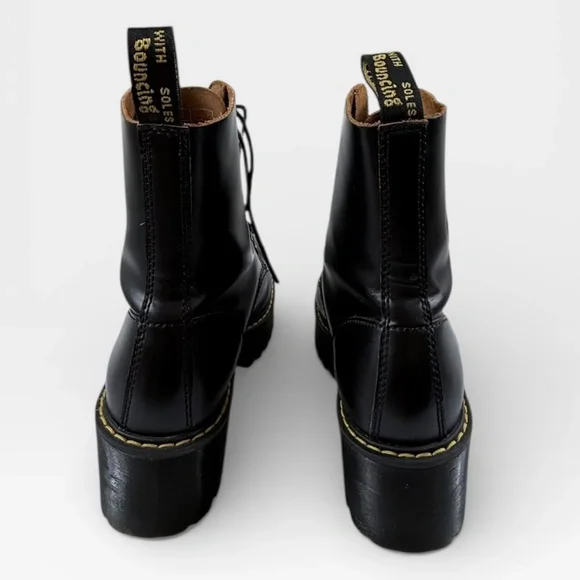 Dr. Martens Leona Vintage Smooth leather heeled platform boots in black Size 8 - Picture 5 of 10